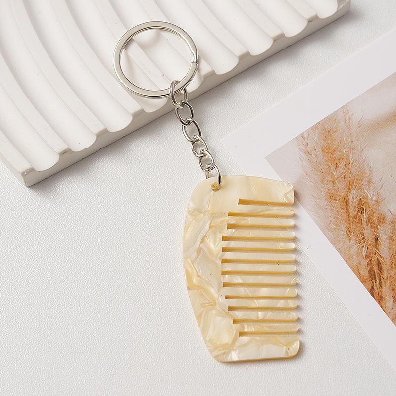 Portable Comb Charm Keyrings Cute Fashion Acetate Miniature Comb Keychain Creative Backpack Decoration Accessories Gifts