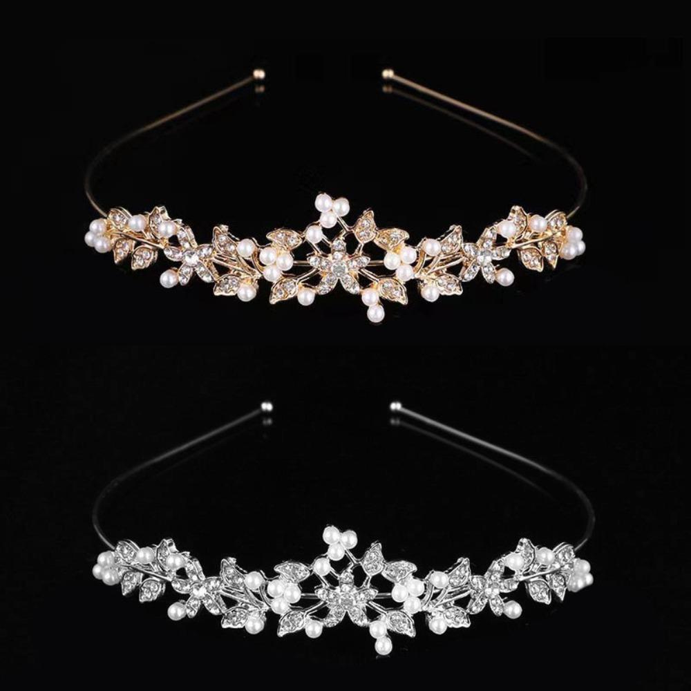 2pcs Ear Clip Flower Crystal Tiara Sparkling Wedding Jewelry Rhinestone Queen Crown  Party