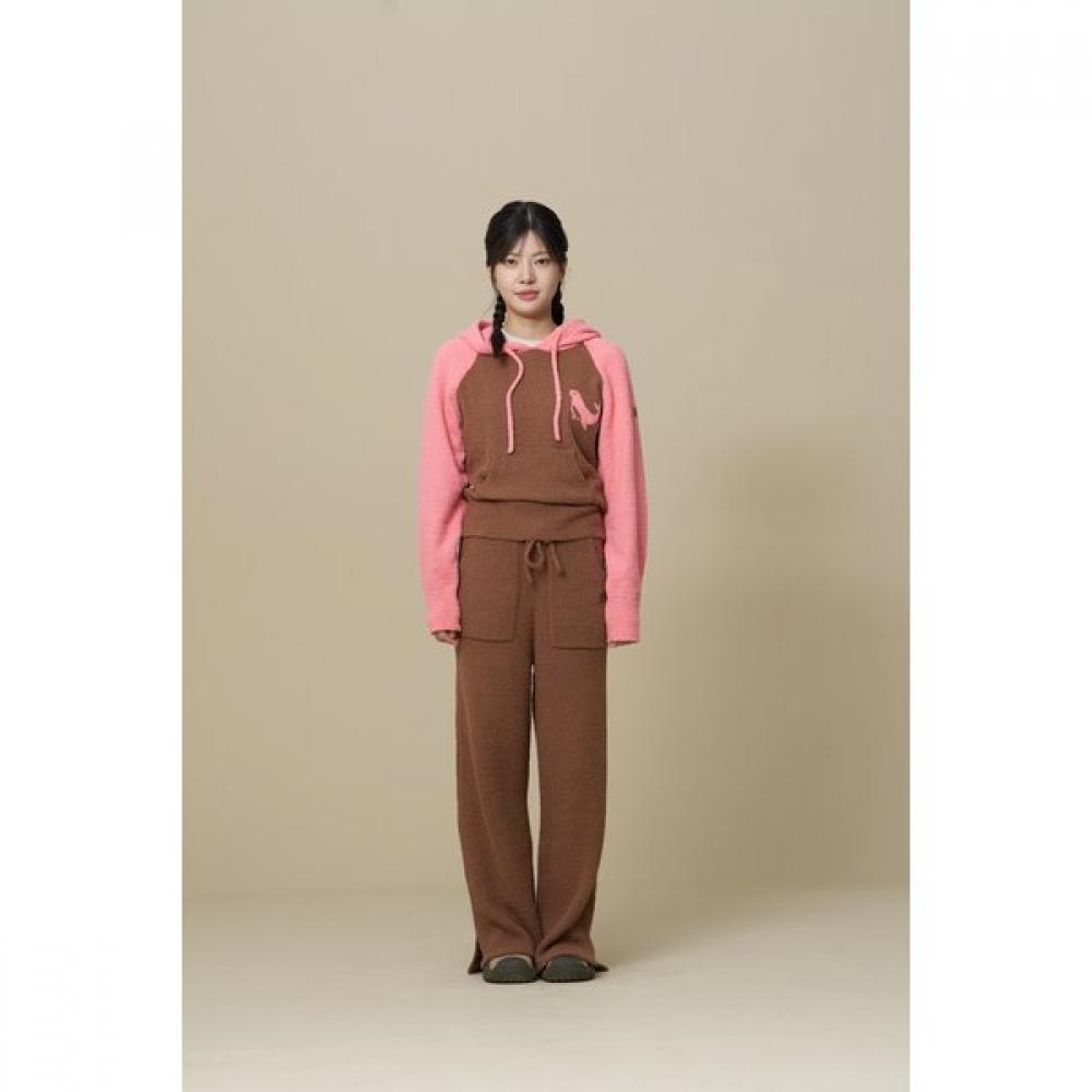 Teddy Ribbed Knit Pants  Brown 