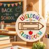2D Flat Welcome Sign Round Wooden Teacher Sign Cute School Door Hanging  Back To School