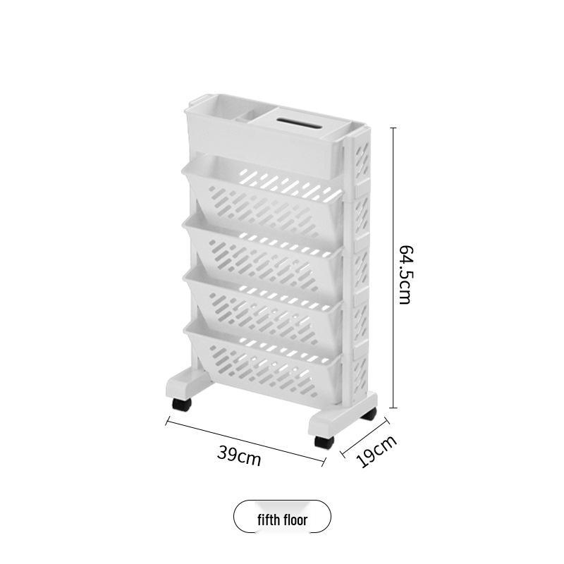 Wall-Mounted Bookshelf & Desk Organizer with Movable Table and Trolley