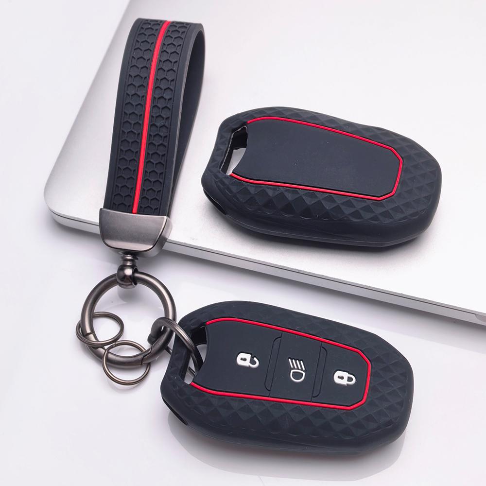 Sleutelhangerhoesje voor Peugeot 3008 5008 208 308 408 508 4008 C1 met Sleutelhanger Krasbestendig Oppervlak Schokbestendige Structuur Zachte Grip Textuur