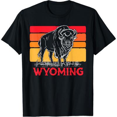 Wyoming Bison Retro 80's American Buffalo Outdoor Adventure T-Shirt