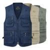 Men's Vest Casual Jacket Spring and Autumn Loose Style Cotton Multi-pocket Zipper Windproof Coat Collarless Sleeveless Jacket for Man