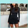 Sexy Girl Long Sleeve Short Dress With 3d Floral Pattern For Streetwear Fashion