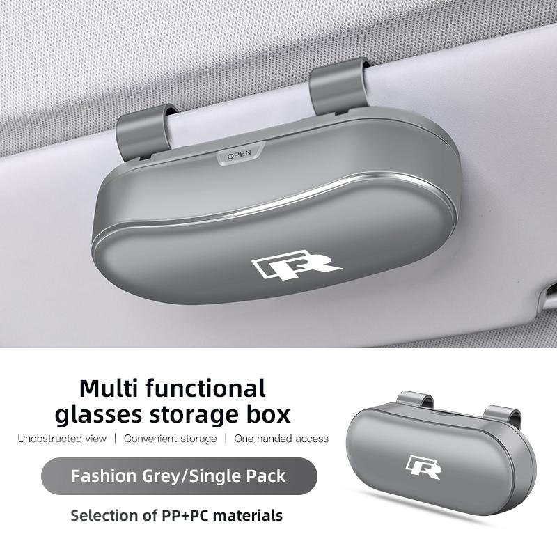 hijk1 Car Sun Visor Glasses Holder Sunglasses Case For VW Golf T5 Phaeton GTI Teramont ID3 Tiguan Car Accessories Glasses Box keychain