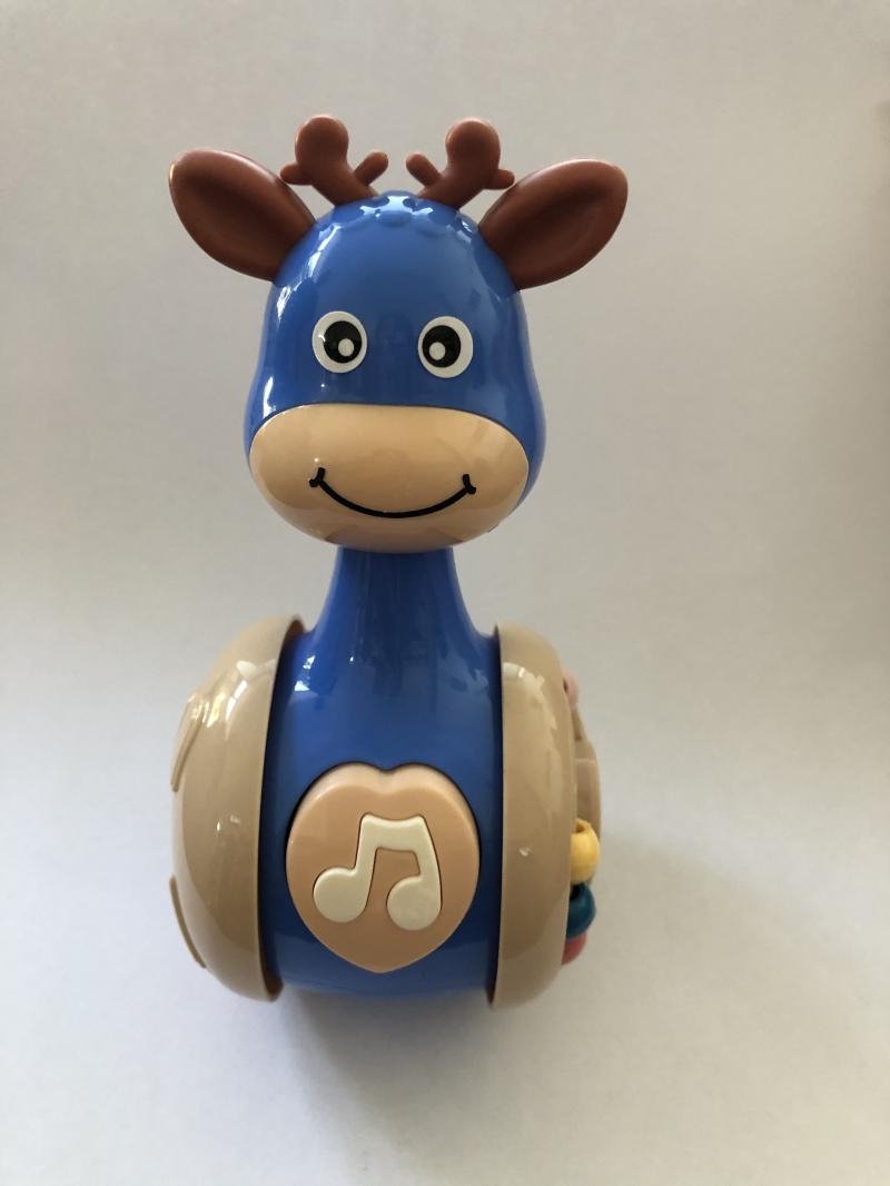 

Infant Sensory Toy Cute Deer Sliding Tumbler for Babies 0-12 Months Soft Teether Rattle Ball for Kids Early Development and Pla синий