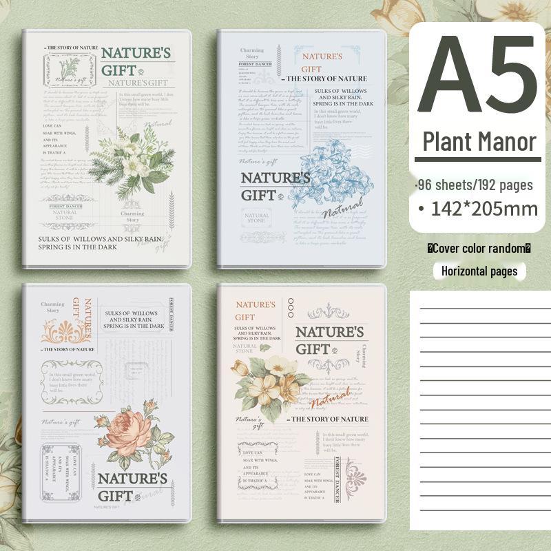 Plant Flower PVC Cover A5 Notebook - Student/Office Thickened Fresh Design Diary