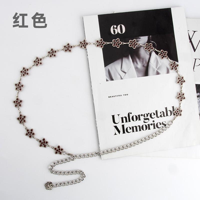 Flower Star Metal Decorative Waist Chain Women With Skirt Waist Body Chain Women'S Thin Belt Tide