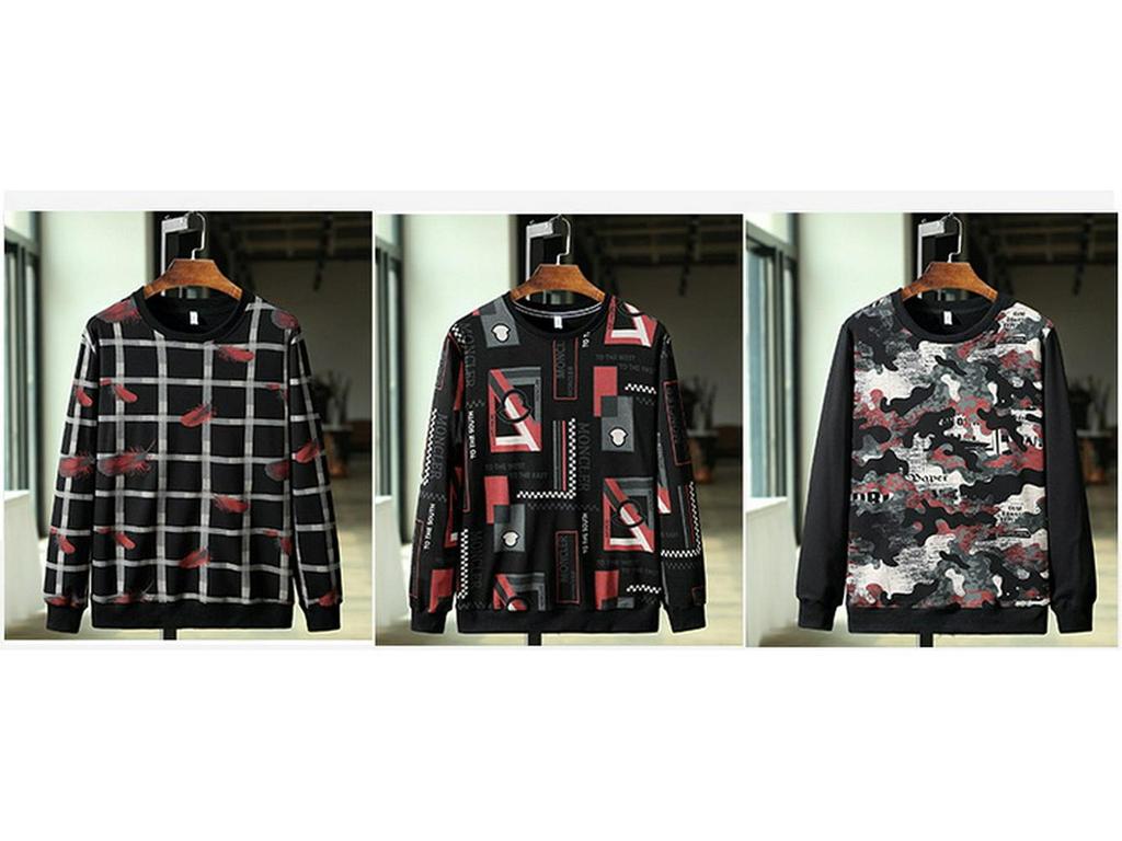 2020 Men's Plus Size Cotton Sweatshirt - Round Neck Long Sleeve, Extra Large Fit (Spring/Autumn)