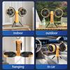 Dual Head Oscillating Outdoor Fan with Built-In Power Bank, Adjustable Speeds Brightness,360° Rotation,Hangable Design for Camping,Picnics,Camping Fan