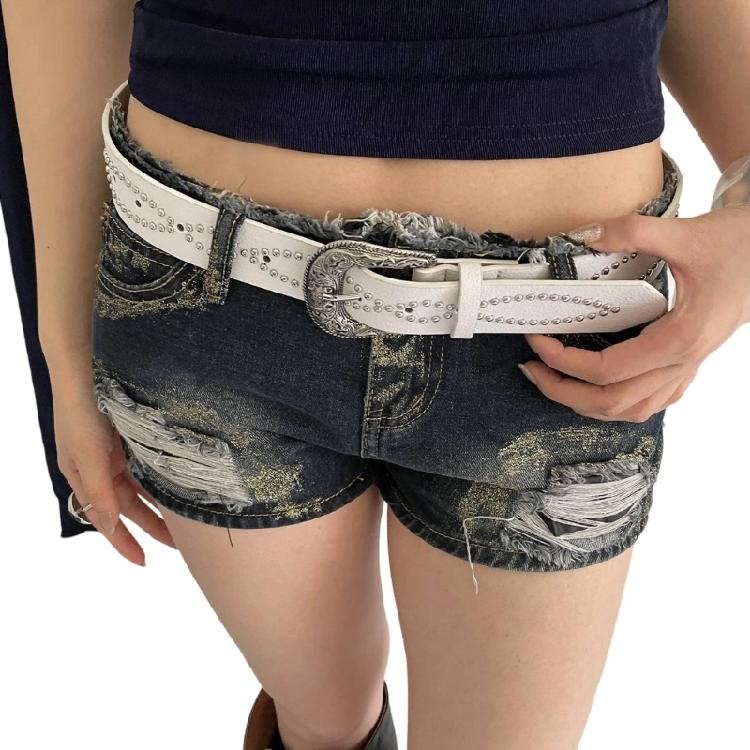 Adjustable Metal Studded Waist Belt Premium PU Leather Gothic Punk Fashion Accessory for Women Girls