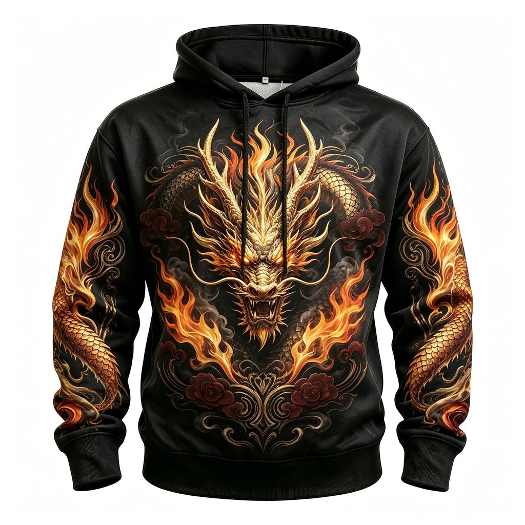 Women's Skeleton Raven Red Rose Pentagram Full Print Hoodie Halloween Gothic Long Sleeve Drawstring Sweatshirt For Streetwear