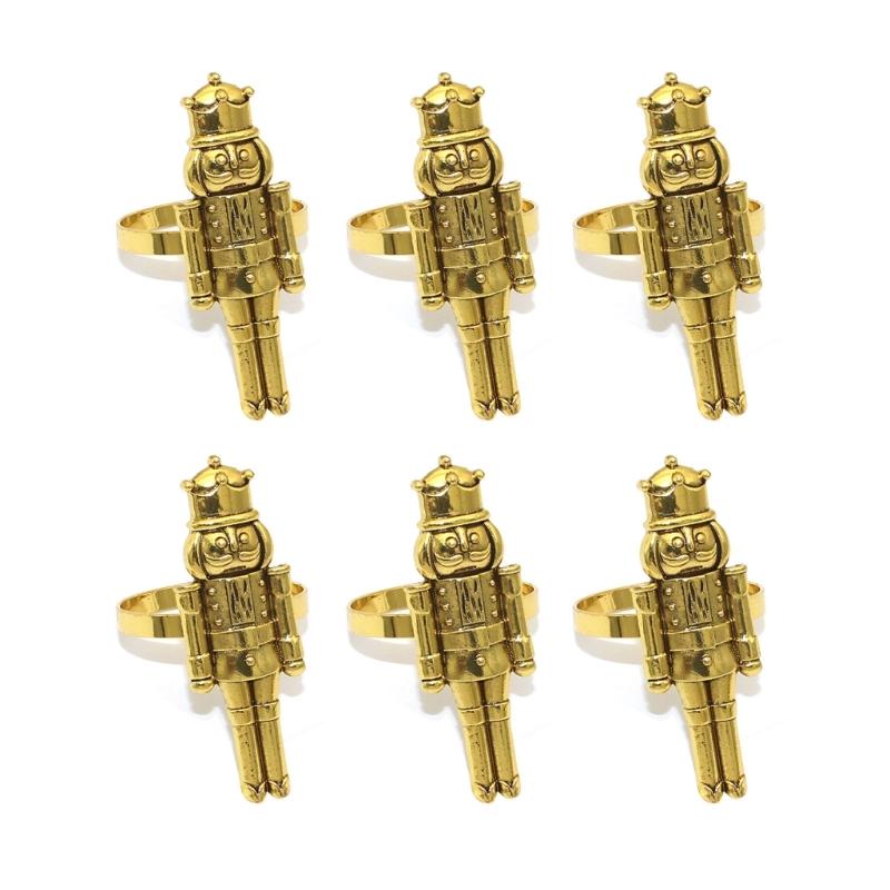Pack of 6 Nutcrackers Soldier Napkin Rings Christmas Decorations Restaurant Table Decor Vintage Napkin Buckle Holder