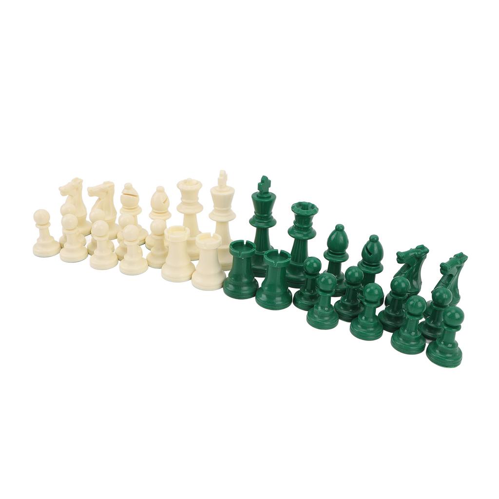 32PCS International Chess Pieces Green and White Chess Figures Felt Bottom Plastic Chess Figurine