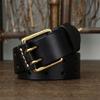3.8cm Cowskin Genuine Leather Brass Copper Double Needle Pin Buckle Luxury Thick Retro High Quality Belt Men Jeans Designer Belt