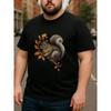 European Size Healing Squirrel Men'S Print Short-Sleeved T-shirt | Loose Crew Neck, Comfortable and Unique, Casual Commuting Shirt
