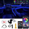Sada neonové RGB LED ambientní osvětlení do interiéru auta s optickými vlákny a ovládáním zvuku pomocí aplikace, více režimů, dekorativní lampa pro automatickou atmosféru