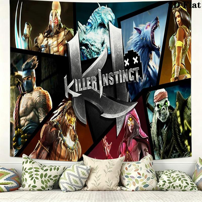 KILLER INSTINCT Wall Tapestry Aesthetic Wall Hanging Printed Fabric Blanket Decorative Tapestries for Bedroom Living Room Home Decor