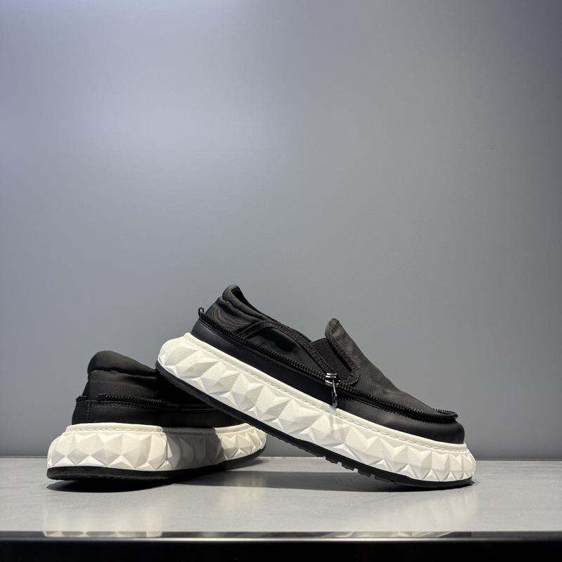 New Cloth Wide Head Zipper Breathable Casual Shoes Low Top Lazy Music Ysd
