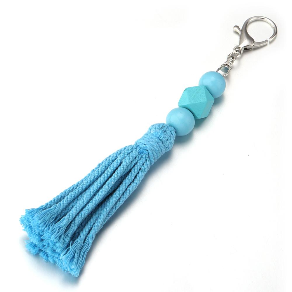 1Pcs 20cm Multicolor Handwoven Tassel Keychain Charm Acrylic Beads Key Chain For DIY Men Women Handbag Accessories Jewelry Gifts