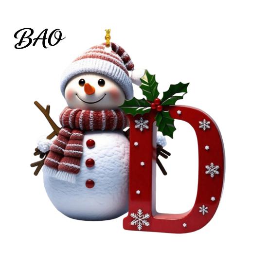 Acrylic Holiday Keepsake Gifts 2D Snowman Christmas Ornaments, Personalized Letter Ornaments for Tree, Unique Souvenirs Initial Ornament, Ornament DIY