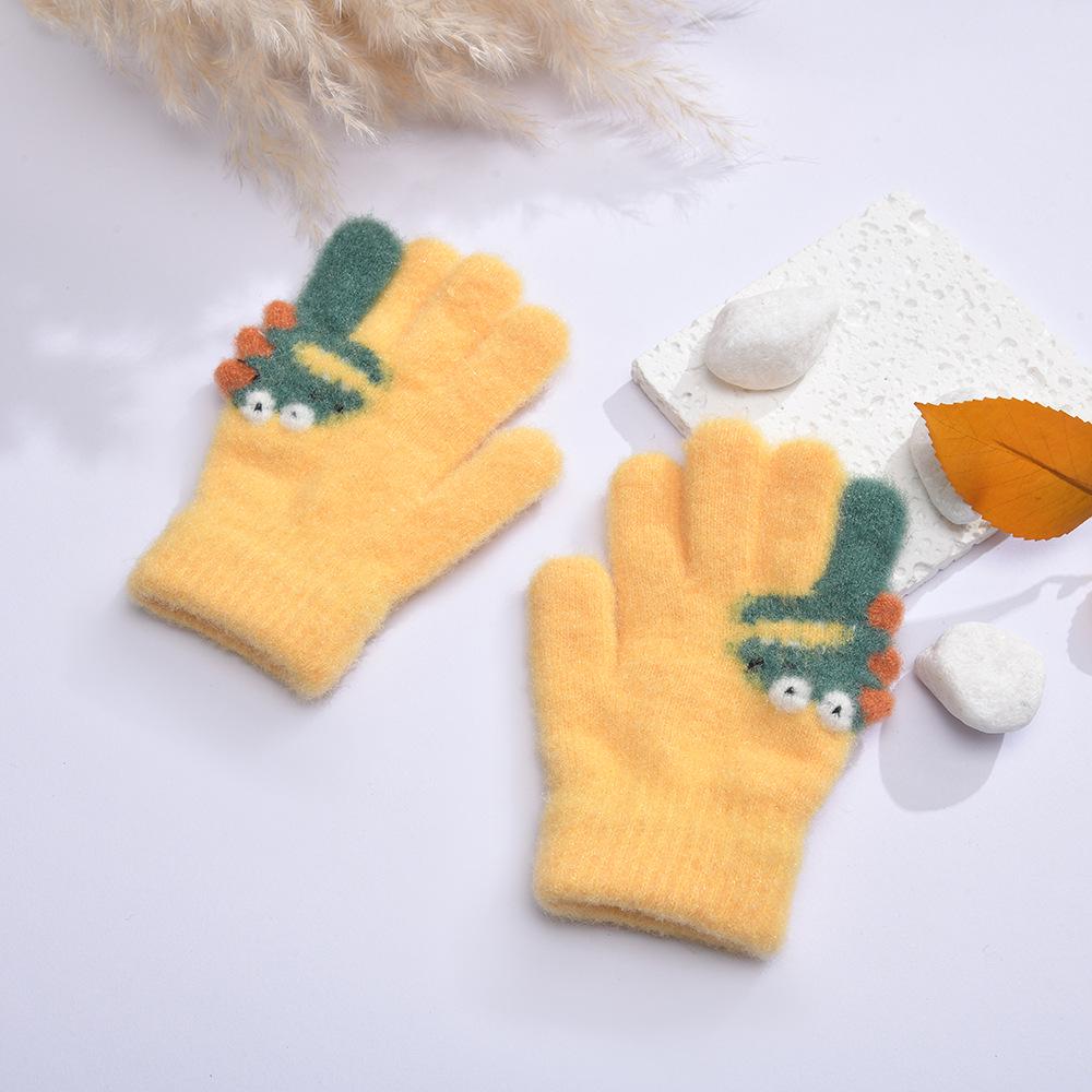 

Детские зимние перчатки с динозаврами - Теплые вязаные, Ветрозащитные, для мальчиков и девочек One Size