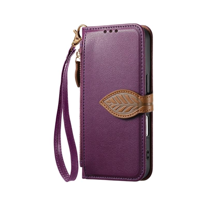 Protective Flip Phone Case With Detachable Wrist Strap Shockproof PU Leather Cover For Secure Carry And Easy Access