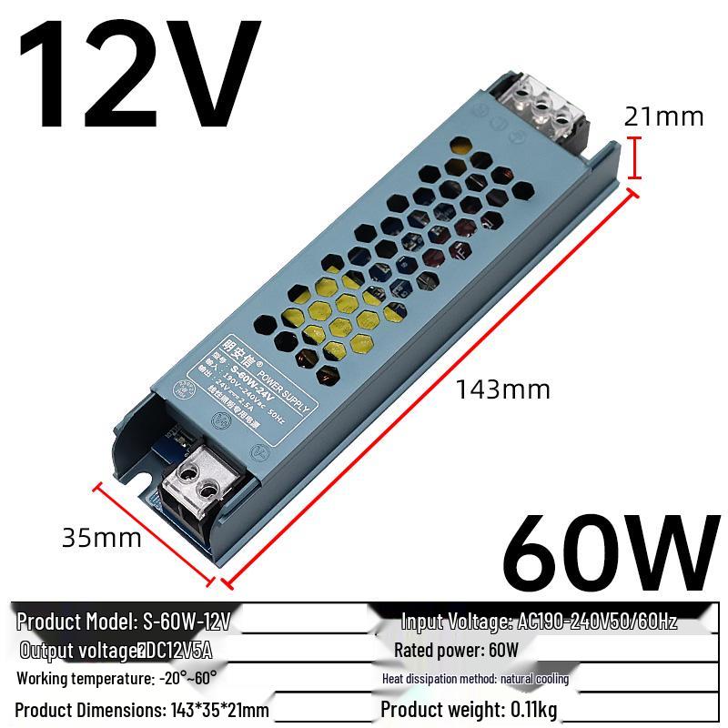 

220V to 24V/12V LED Strip Linear Light Transformer, 48V Magnetic Suction Light Converter