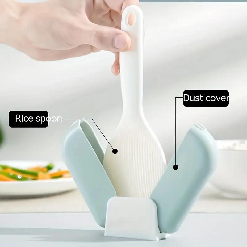 1PCS Automatic Opening and Closing Standing Rice Spoon Storage Rack Household Large Rice Spoon Rack Rice Spoon Dust Cover Set