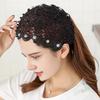 4Pcs Women Headband Floral Lace Hollow Design Faux Pearls Hair Hoop Boho Style Wide Elastic Hair Accessories