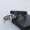 Punk Skull Charm Bracelets For Men Stainless Steel Cuban Chain Men Bangle Bracelet Silver Black Color Skeleton Jewelry