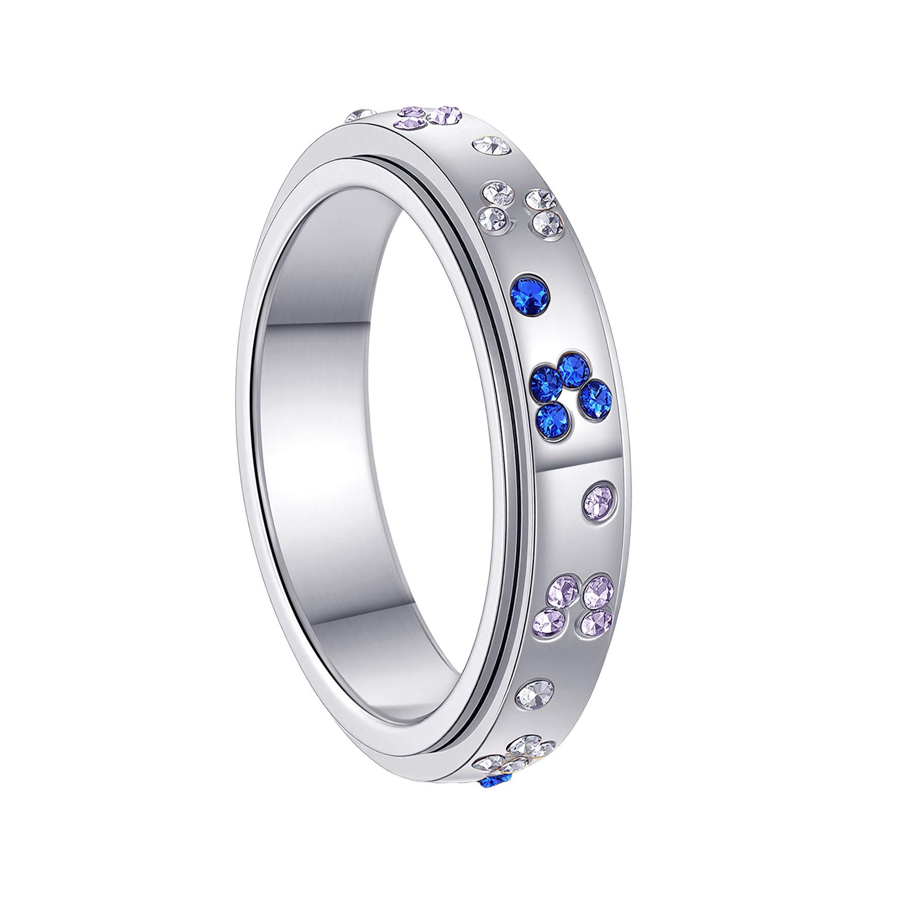 Вращающееся титановое кольцо-фиджет «Бабочка и звезда» для женщин - Пара/Кольца для пары Size 6 серебряный