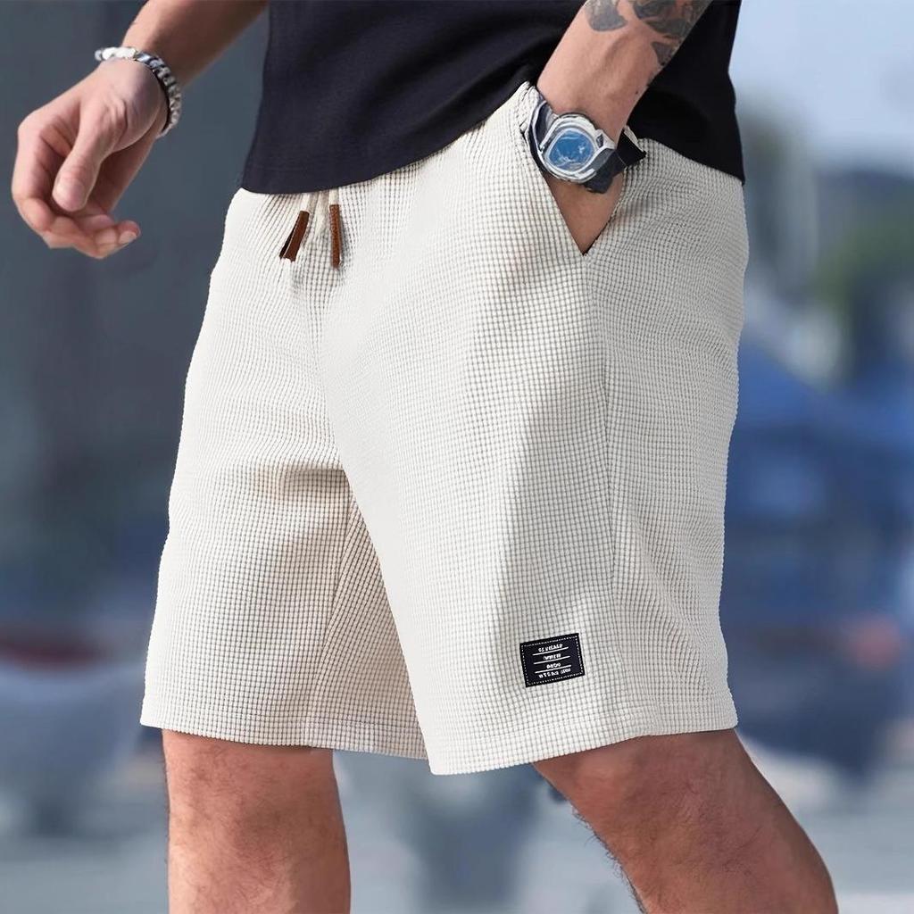 Pantaloncini Casual da Uomo Trama con Coulisse in Vita, Tasche per Abbigliamento Casual, Spiaggia o Attività all'Aperto, Pantaloncini Quotidiani Pantaloncini con Coulisse in Vita