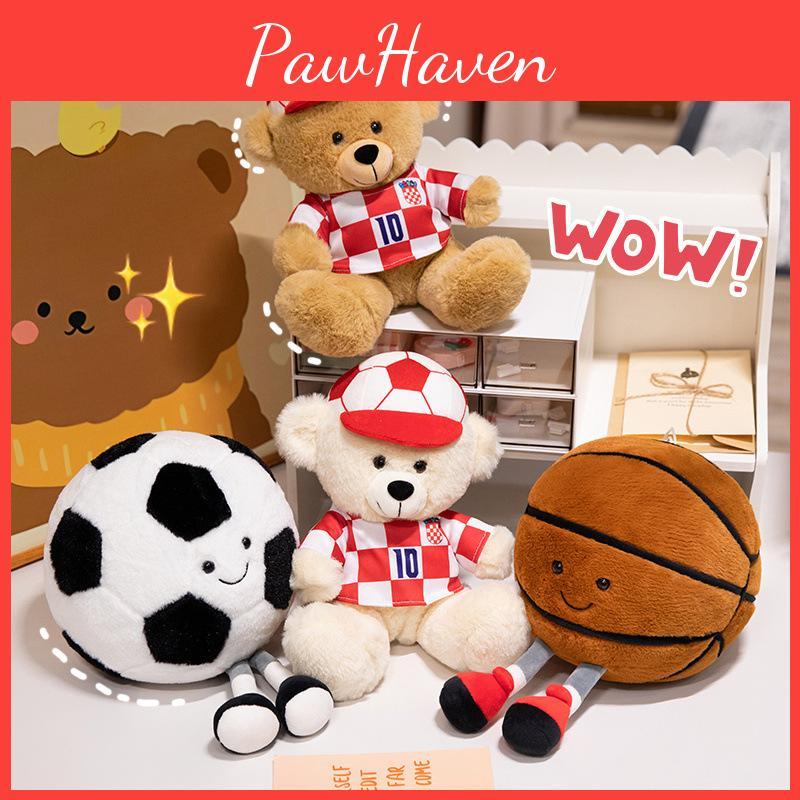 Bear Teddy Cute Plush Football Basketball Toys Boys Girls Holiday Dolls Gift