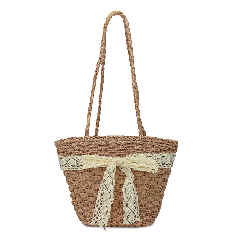 Straw Woven Hollow Out Shoulder Bags Large Capacity Bow Beach Thread Female Bags Sale 2026 Brand Vacati Commuting Handbag