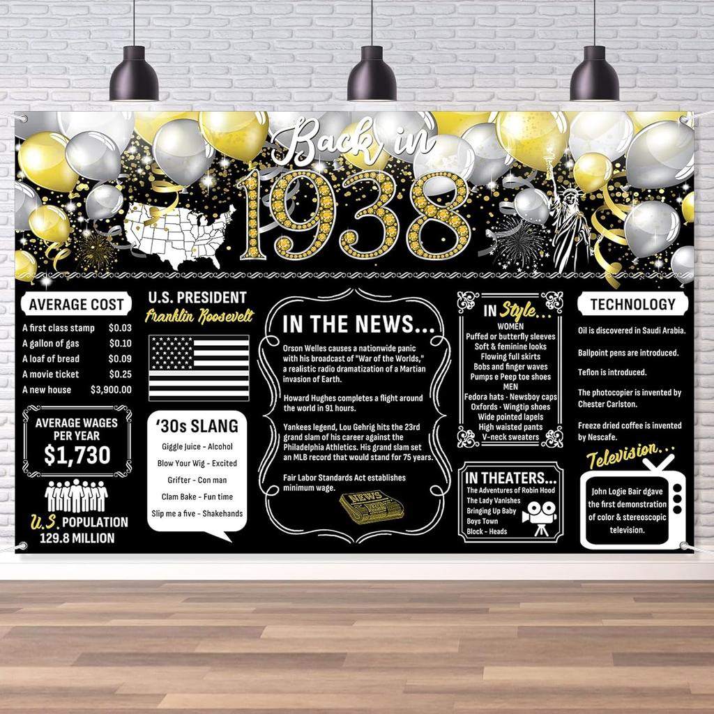 50th Birthday Black Gold Party Decoration Back In 1976 Backdrop Large Banner Birthday Party Poster Supplies Vintage 1976 Photography Background for