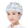 Stylish Kitchen Cap Keep Hair Neat Adjustable Elastic Chef Hat Working Cap Trendy Floral Pattern for Cooking Baking