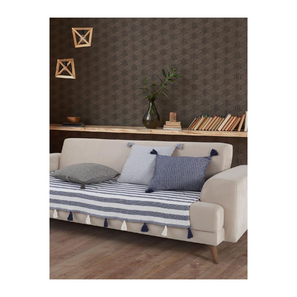 Liva Pompom Black Sofa Cover 115 X 200 Cm Sofa Divan Sofa Bed Armchair Cover Shawl With Tassels