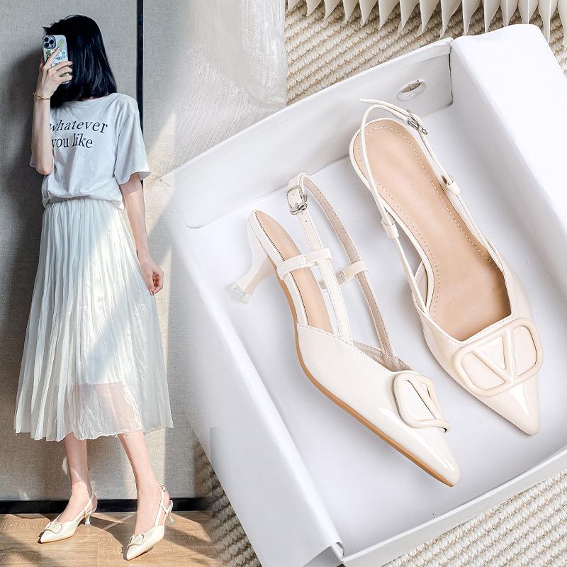 New Pointed Single Shoes High Heel Rear Thin Heel Sandals Women