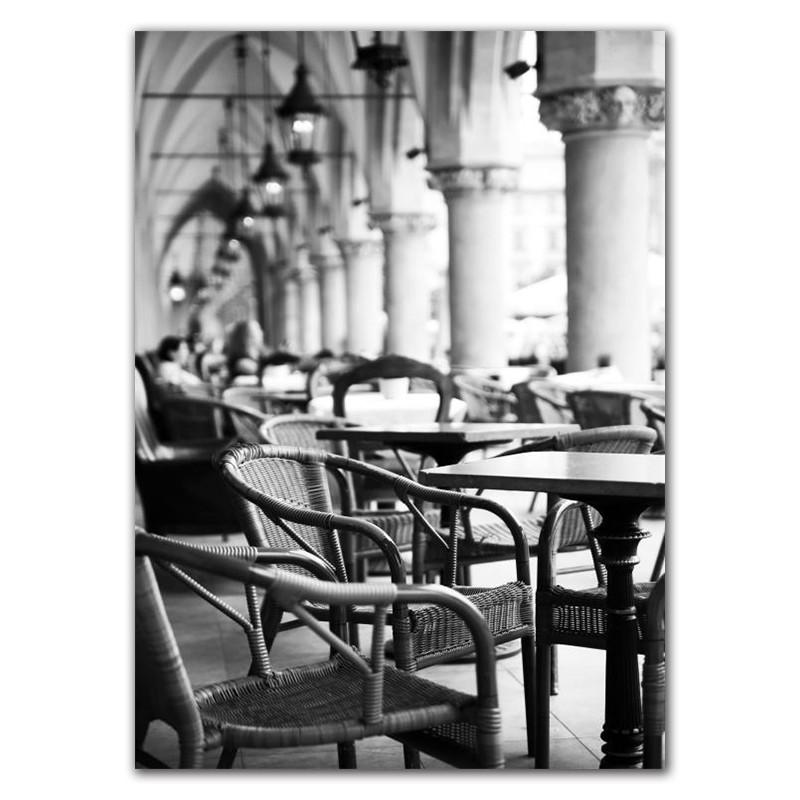 Postere de modă alb-negru, pictură pe pânză peisaj stradal, frumusețe, artă de perete, imagini decorative pentru cameră nordică, decor HD0094