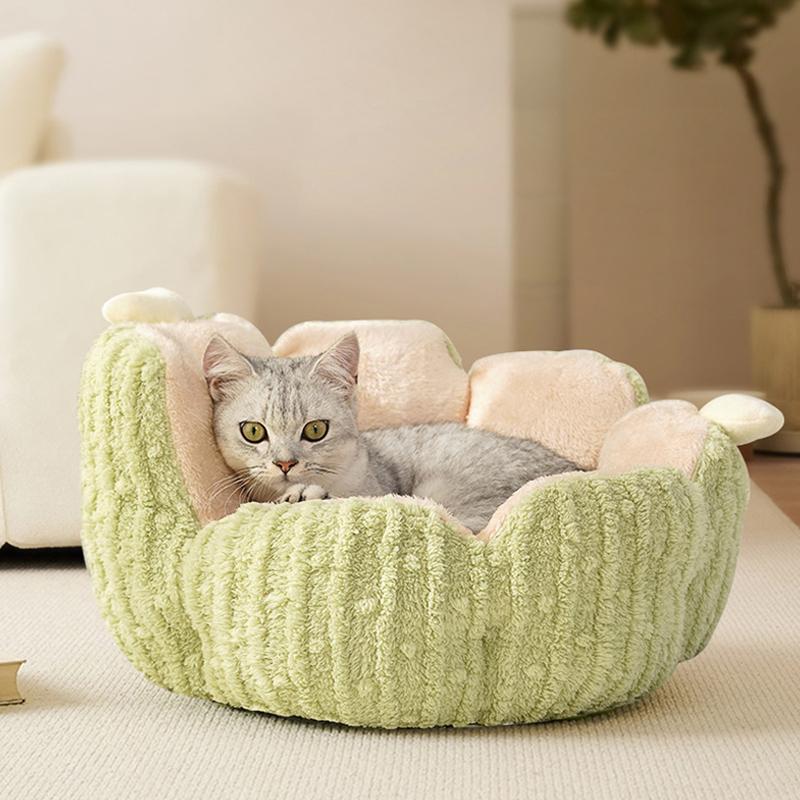 Cactus Cat Bed Soft Pet Bed Warm Dog Bed Thermal Insulation Four Seasons Pet House Plush Pet Nest Cactus Shape Pet Mat Machine Washable