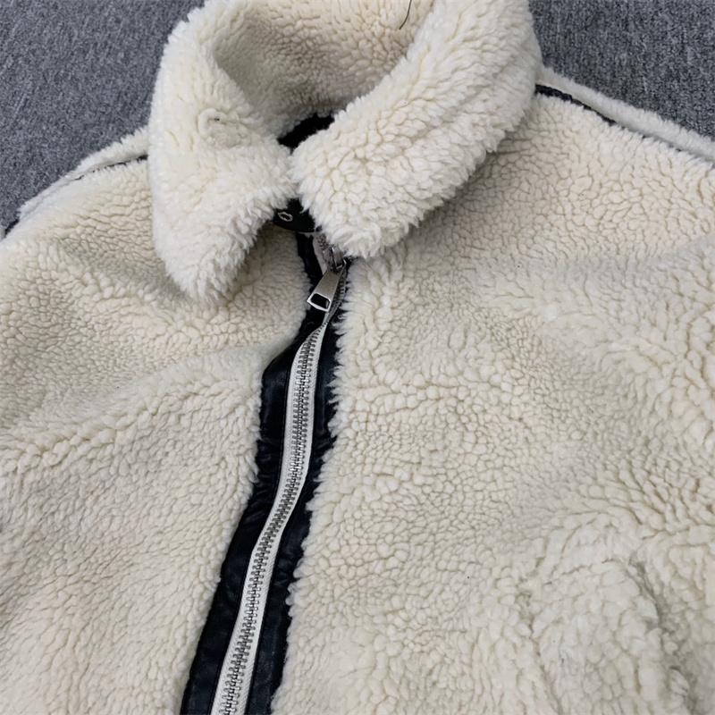 Thick Warm Fashion Loose Matching Color All Matching Lamb Velvet Coat Deerskin Velvet Lining Jacket