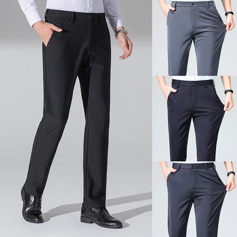 Plus Size Trousers Men Business Suit Pants Stretch Formal Dress Pants Big Man Classic Black Trousers
