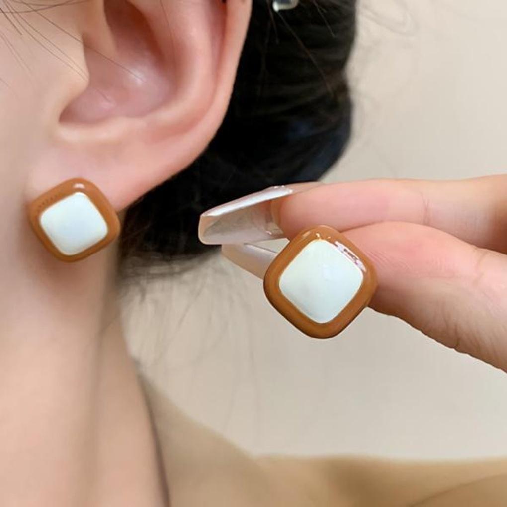 Women's Vintage Color Block Square Earrings 2 Colors