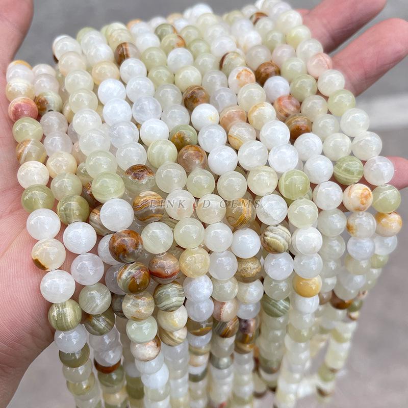 Jinde Jewelry Flower Green Jade Round Beads - Handmade DIY Accessories Embellishments