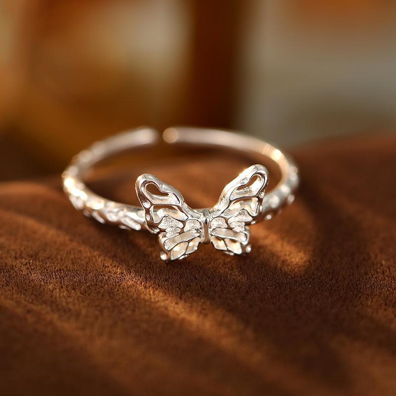 

Открытое кольцо Banyan Tree S925 Silver Butterfly Textured Womens - Light Luxury, уникальный дизайн, новое поступление RS3020, Adjustable opening серебряный