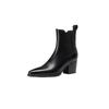 French pointed retro thick heel short boots women's 2025 autumn and winter cowhide high heel Chelsea boots versatile and thin Martin boots