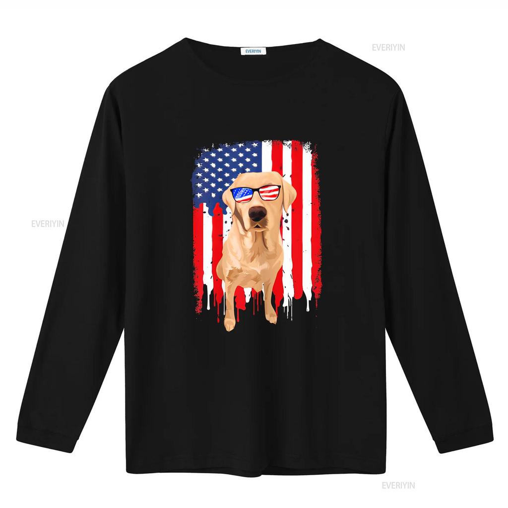 Labrador Retriever T Shirt Independence Day 4th July USA Flag Vintage Washed Graphic Breathable Slightly Streetwear Homme