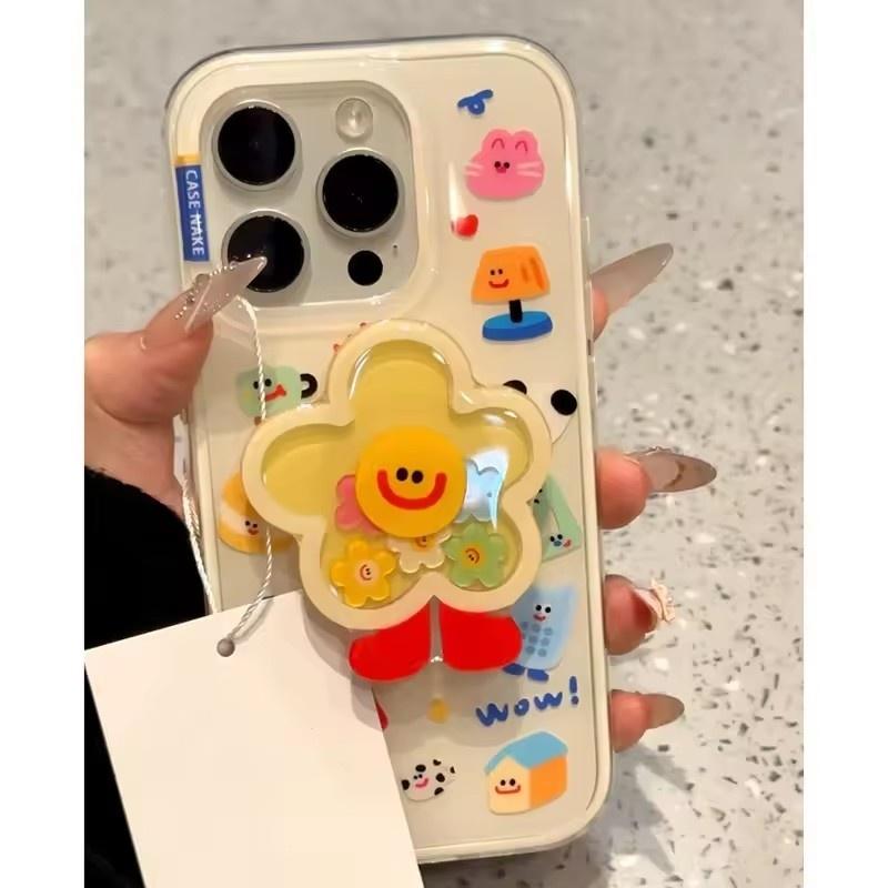 Vtipný kryt s květinovým stojánkem pro IPhone 16 15 11 13 14 12 Pro Max XR XS Max X 15 7 8 16 Plus SE Nový IMD kryt